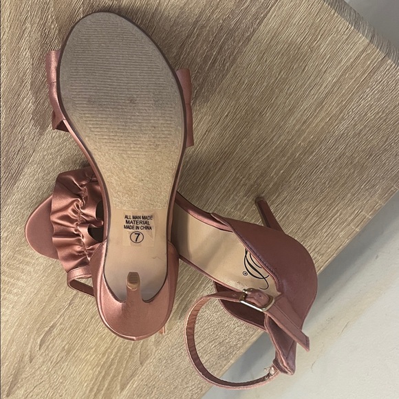 Heart In D Rose Pink Satin Ruffle Stilletos - Picture 4 of 4